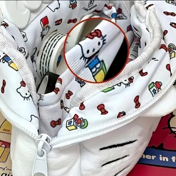 Hello Kitty Plush Makeup Cosmetic Bag White Sanrio NWT - Picture 2 of 3